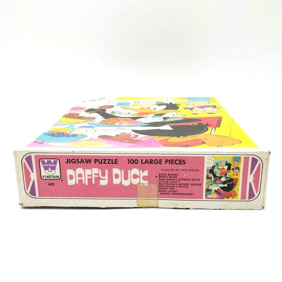 Daffy Duck Refrigerator Raid Large 100 Pc Puzzle 14x18 Whitman 1974 Looney Tunes - Picture 3 of 4